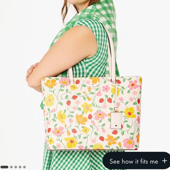 KATE SPADE Perfect Strawberry Garden Large Tote Floral - Picture 5 of 10
